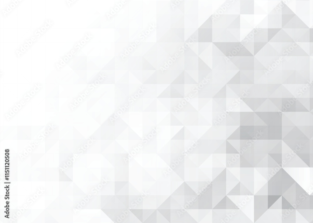 Fototapeta premium Abstract with low poly monochrome design. White grey triangular mosaic abstract seamless pattern. Vector low poly style illustration. Triangle geometric digital and print background texture.