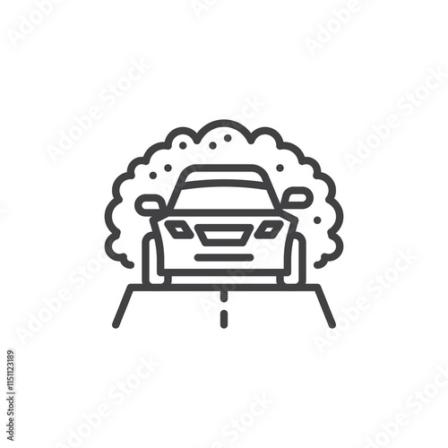 Rally Car front view line icon