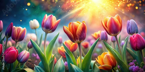 Surreal Tulips Decorative Background - EPS 10