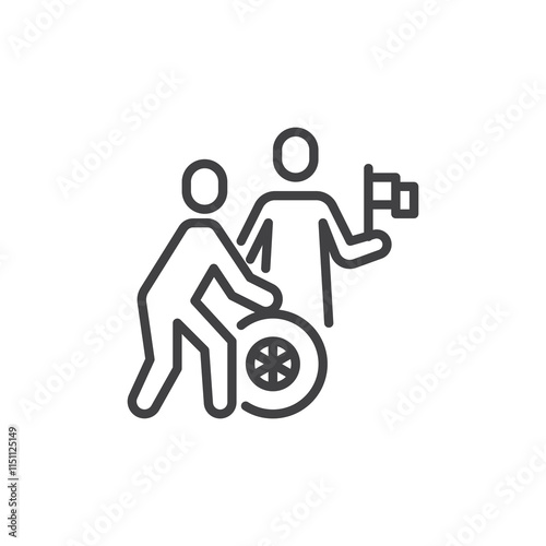 Race Pit Crew line icon