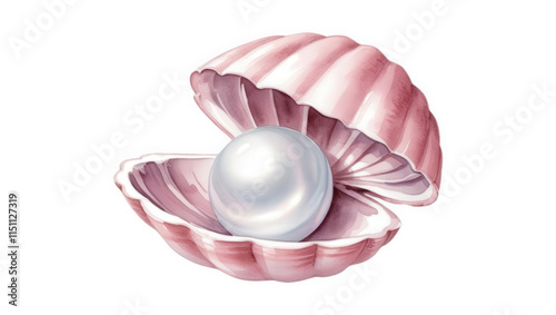 Discovering a lustrous pearl within an open shell underwater art illustration calm sea close-up