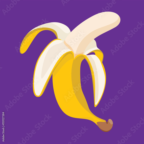 peeled banana tropicall fruit flat design