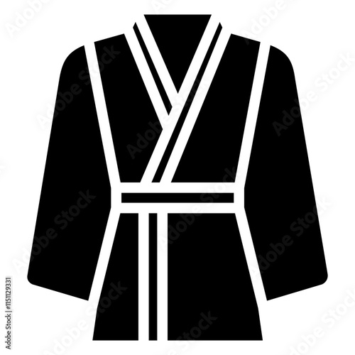 Bathrobe Icon, Black And White Glyph Icon Symbol