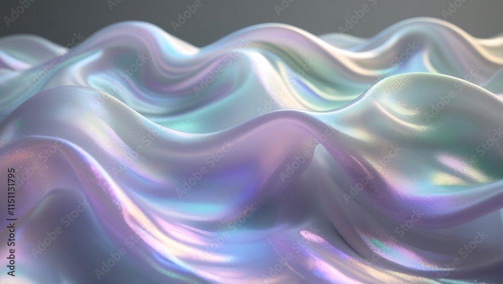 Iridescent Waves of Pearl Like Fabric Flowing Gently Iridescent Waves of Pearl Like Fabric Flowing Gently