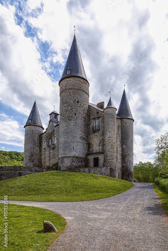 View of the gatehouse of Dimanche Castle, Dimanche, Belgium.
