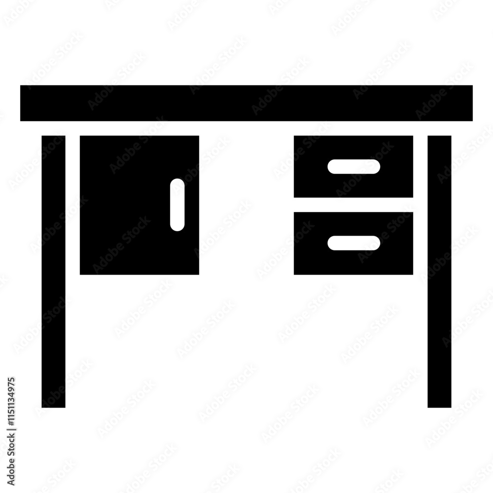 Desk Icon, Black And White Glyph Icon Symbol Desk Icon, Black And White Glyph Icon Symbol