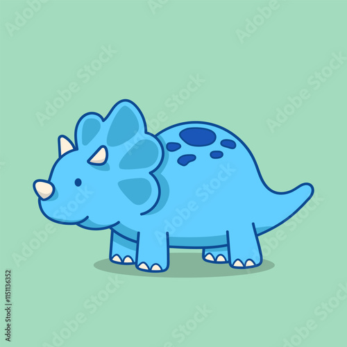 Cute blue triceratops character standing
