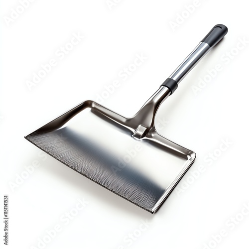 Metal garden shovel on a white isolated background.