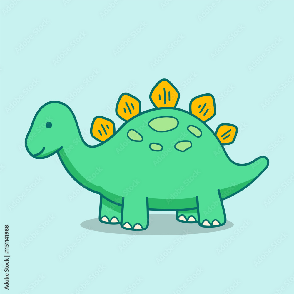 Fototapeta premium Cute green stegosaurus character standing