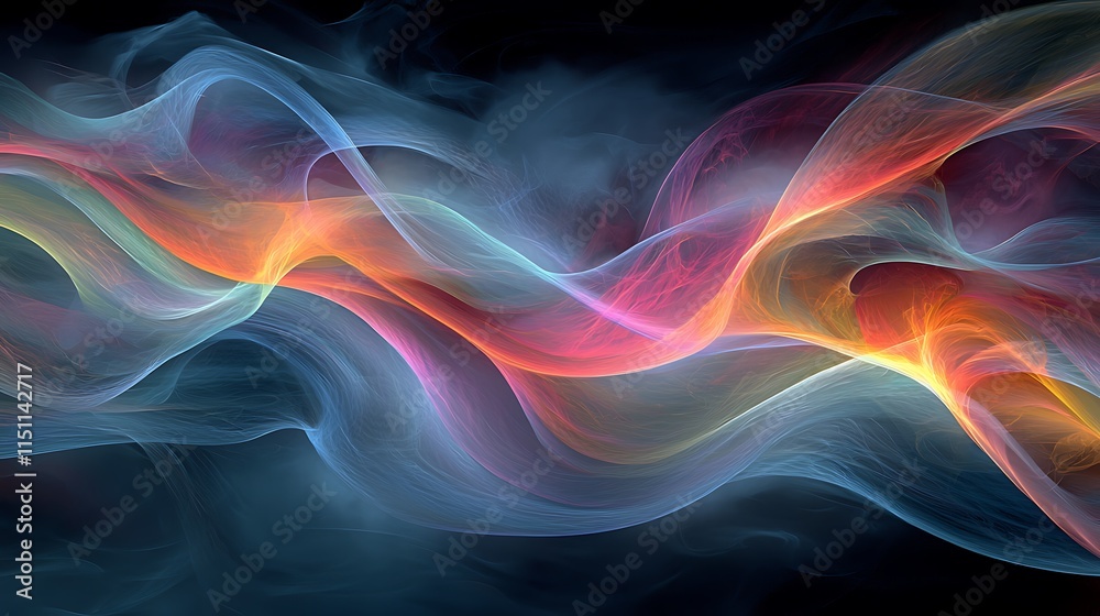 Obraz premium Abstract Colorful Waves Flowing Through Dark Space