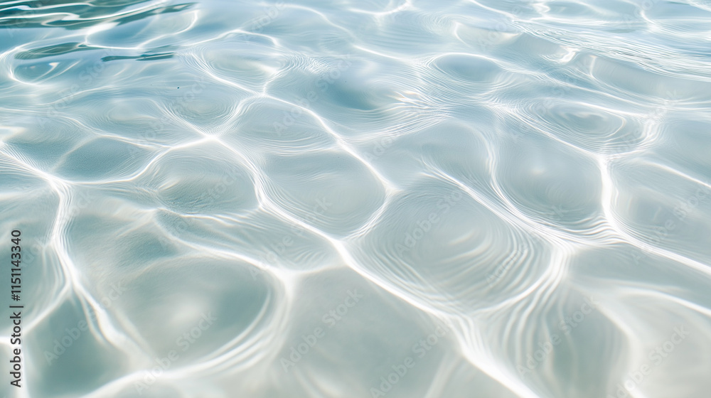 Fototapeta premium Clear shallow water with sunlit rippling patterns, showcasing the interplay of light and texture. 