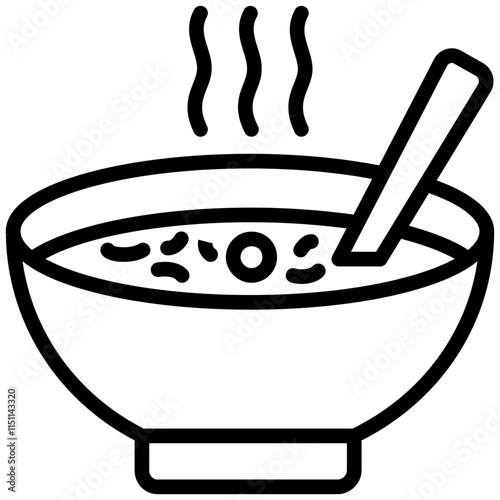 Soup Icon, Black And White Outline Icon Symbol