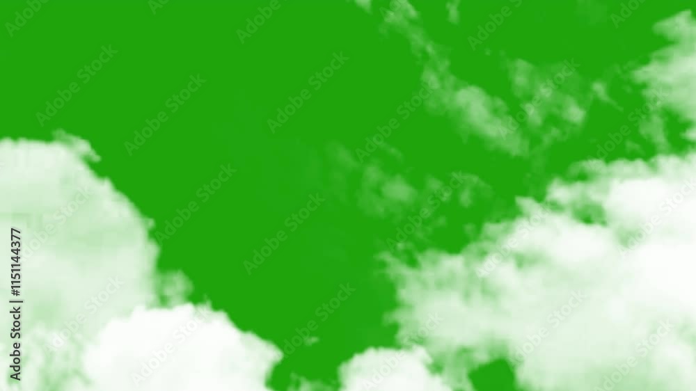 white cloud green screen video, cloud moving on green screen, cloud zoom shoot green screen animation