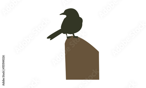 Slaty Flycatcher Bird Silhouette Design  And Vector Illustration. 