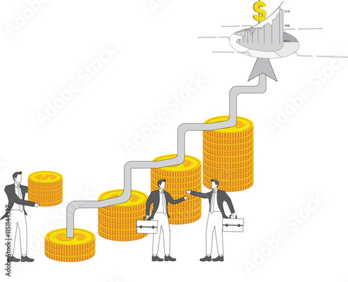 Business profits, budget or investment dividends increase, marketing or stock market market investment returns increase, interest rates or interest rates increase, traders add more and more gold coins
