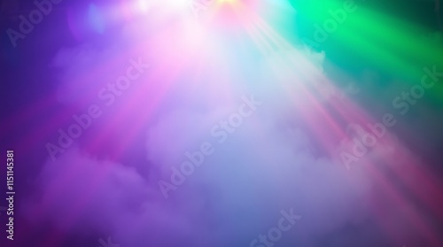 Volumetric lighting showcases vibrant complementary colors, creating balanced tones and visible light beams through dust or fog, emphasizing health.