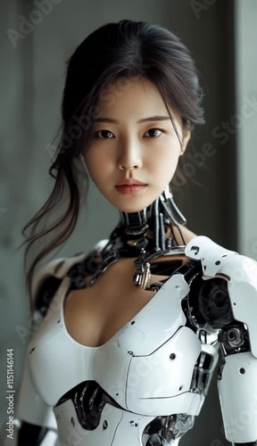 로봇에 몸을가진 아름다운 한국여성