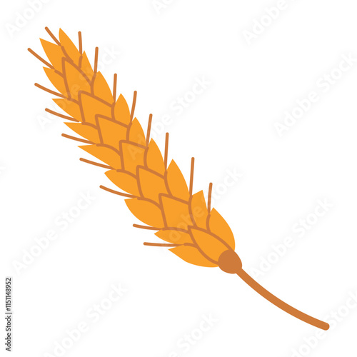 Wheat and beer malt, cartoon ear of wheat hand drawn in flat style. Vector illustration for brewery logo