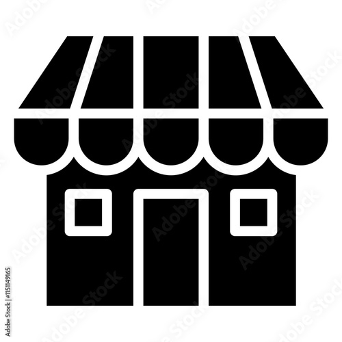 Retail Shop Icon, Black And White Glyph Icon Symbol