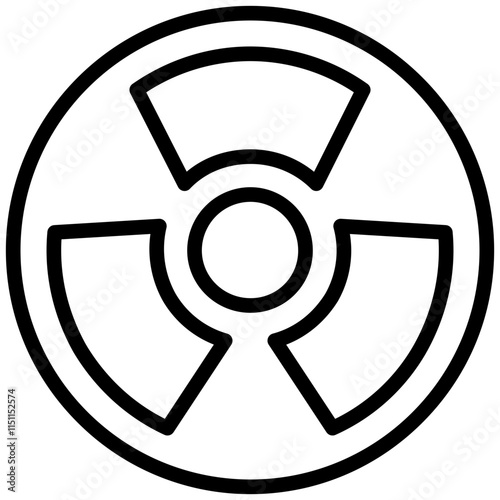 Nuclear Radiation Icon, Black And White Outline Icon Symbol