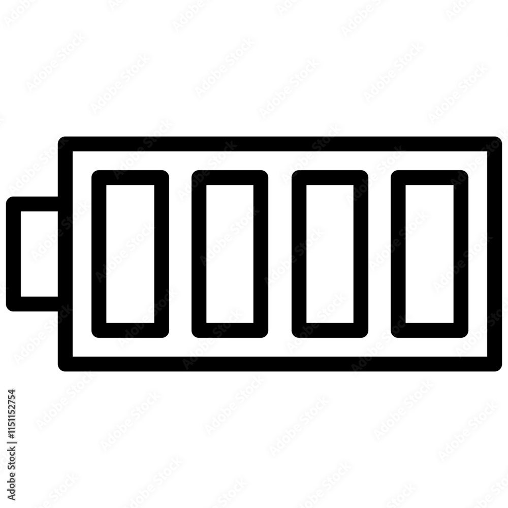 Battery Indicator Icon, Black And White Outline Icon Symbol Battery Indicator Icon, Black And White Outline Icon Symbol