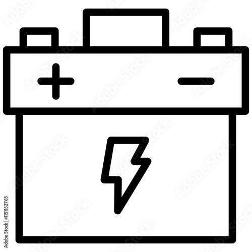 Accumulator Icon, Black And White Outline Icon Symbol