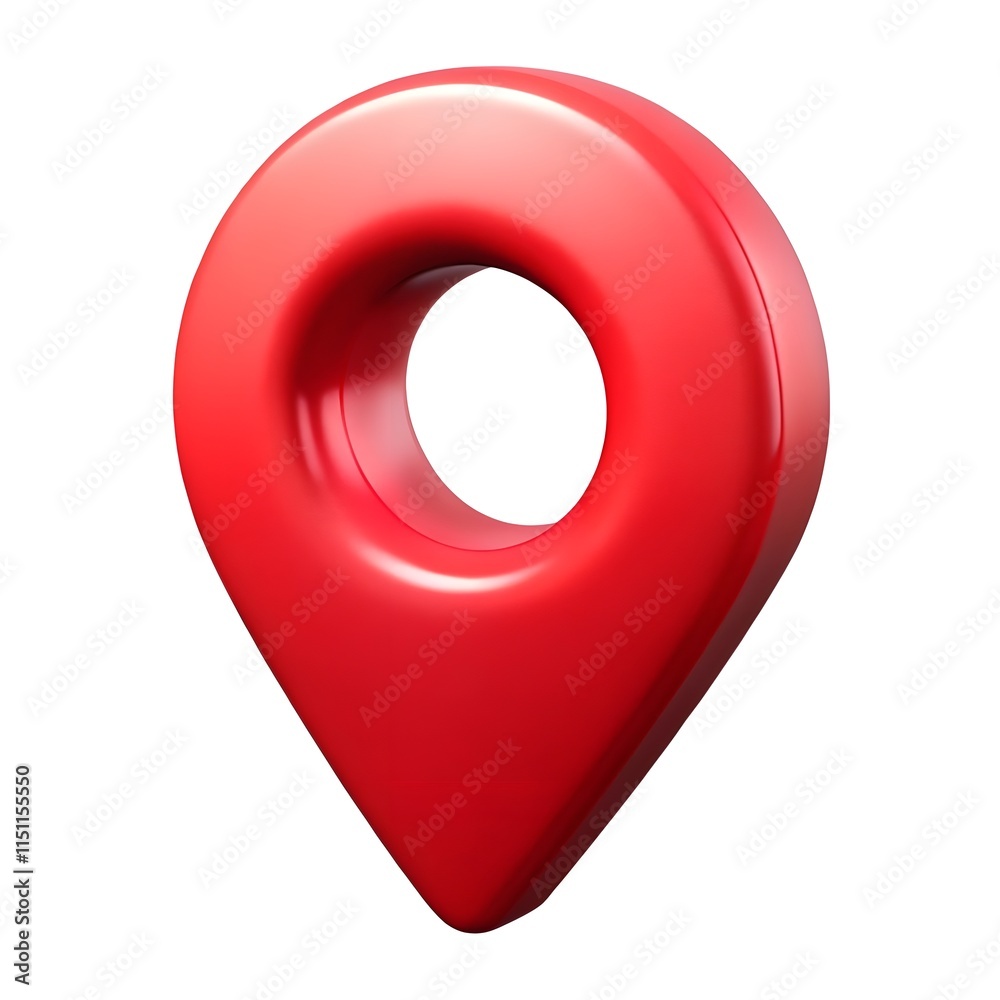 3D red color map pin symbol , Isolated on white background 3D red color map pin symbol , Isolated on white background
