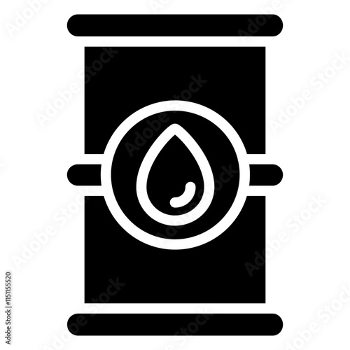 Crude Oil Icon, Black And White Glyph Icon Symbol