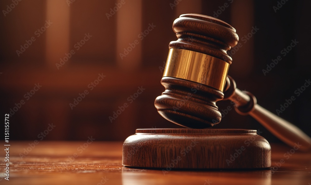 A wooden gavel resting on a block, symbolizing justice and legal proceedings. A wooden gavel resting on a block, symbolizing justice and legal proceedings.
