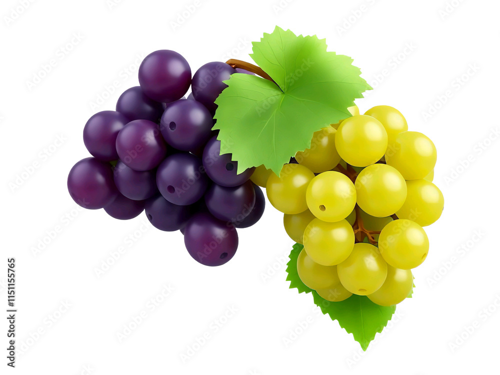 Obraz premium Pile of grapes varieties. Fresh grapes on PNG transparent background. Grapes fruit