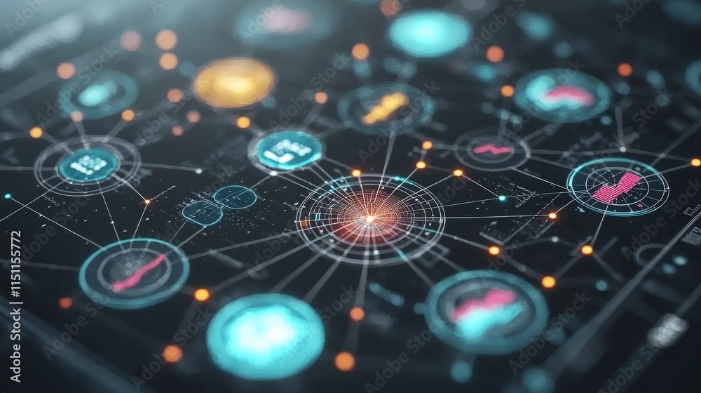 Fototapeta premium Futuristic Data Network Global Connections Digital Interface Network Technology Cyber
