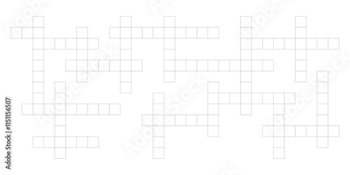 Crossword puzzle grid with empty boxes. Flat vector illustration for quiz and brain games.
