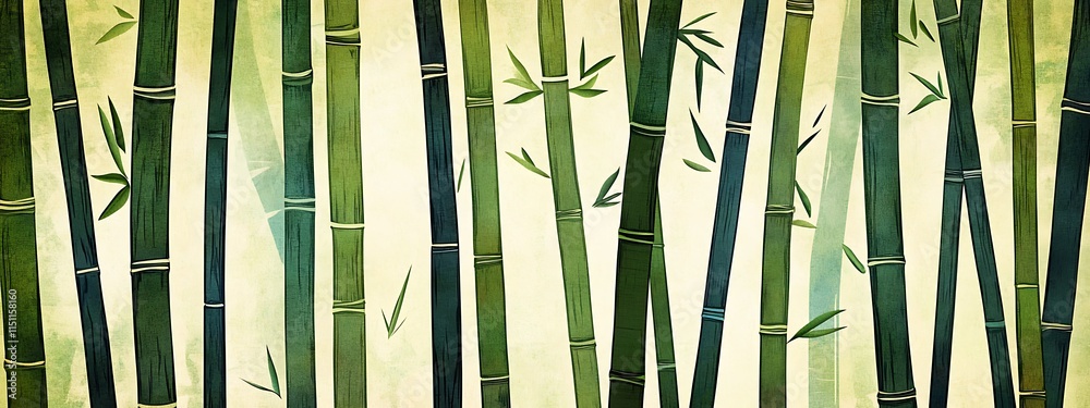 Obraz premium Serene bamboo forest in misty light.