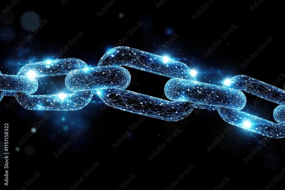 Abstract glowing blue chain link network. (1) Abstract glowing blue chain link network. (1)