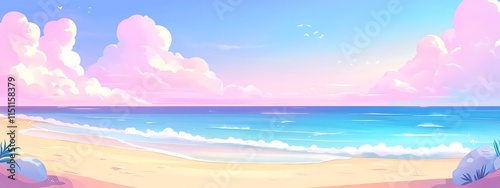 Pastel sunset beach.