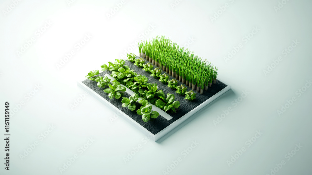 A vibrant display of fresh green sprouts and seedlings arranged neatly in a tray, showcasing healthy plant growth and agricultural potential. A vibrant display of fresh green sprouts and seedlings arranged neatly in a tray, showcasing healthy plant growth and agricultural potential.