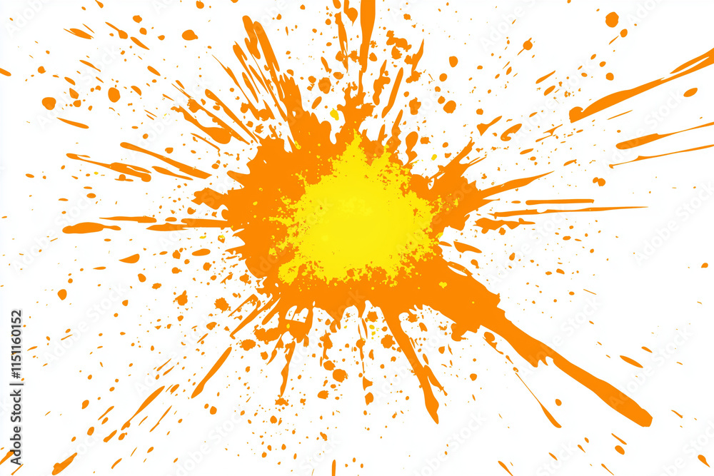 A vibrant splash of orange paint on a clean white background A vibrant splash of orange paint on a clean white background