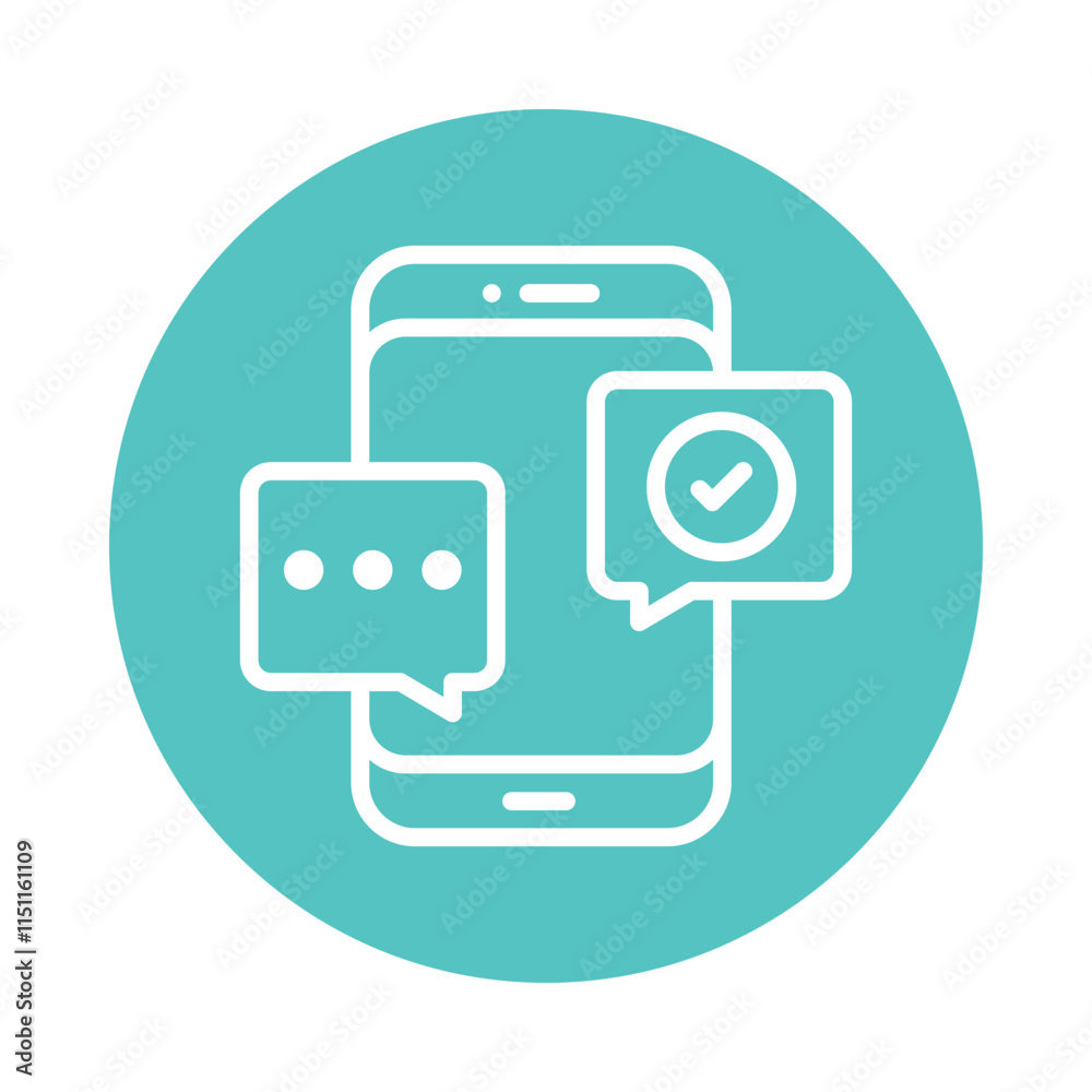 Message Quality Check Vector Circle Outline Icon. Eps 10 file Message Quality Check Vector Circle Outline Icon. Eps 10 file