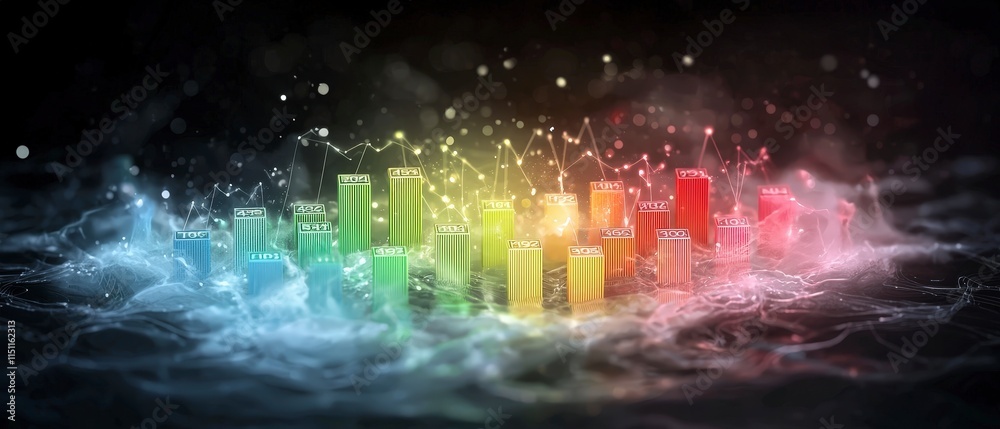 Fototapeta premium Colorful Bar Chart Data Visualization Abstract Financial Growth Futuristic Technology N