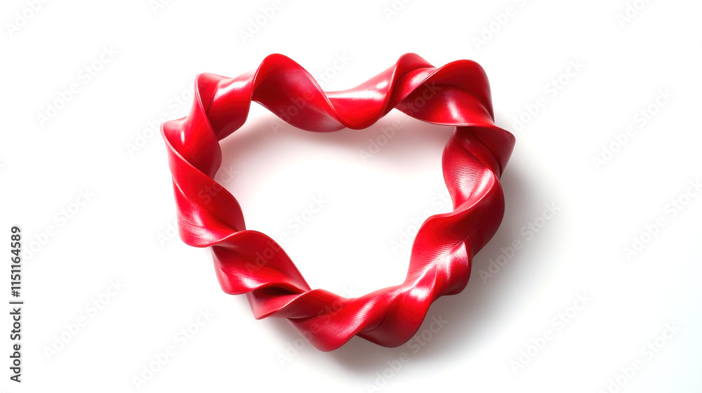 Red ribbon heart isolated on white background for graphic design. Red ribbon heart isolated on white background for graphic design.
