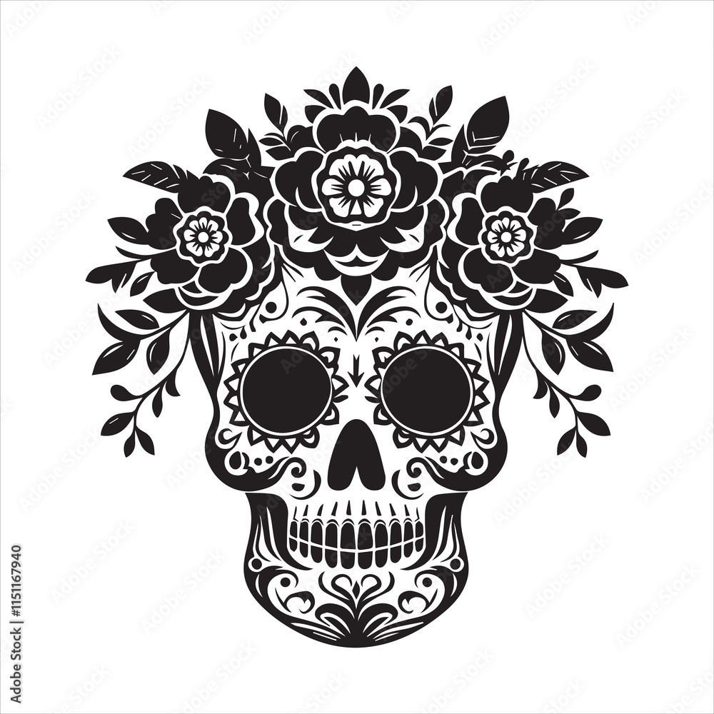 Fototapeta premium - Sugar Skull head clipart