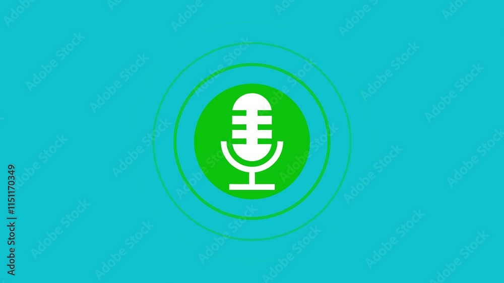 Audio microphone icon animation. radio wave of podcast microphone animation on the black background. voice record icon. voice record icon 4k motion graphic. Audio microphone icon animation. radio wave of podcast microphone animation on the black background. voice record icon. voice record icon 4k motion graphic.