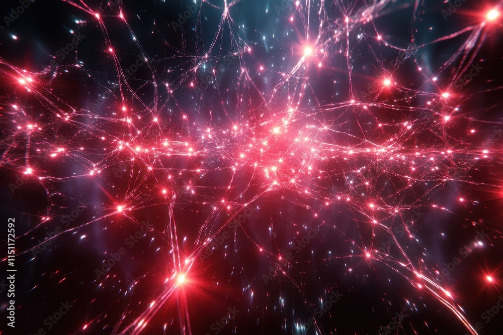 Abstract network, glowing nodes and connections. Abstract network, glowing nodes and connections.
