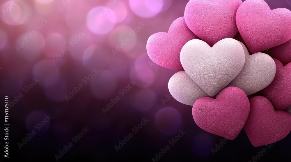 Fototapeta premium Celebrating love heart shapes romantic background digital art warm colors close-up valentine's day concept