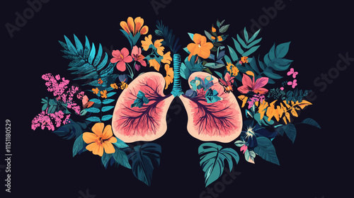 Spring flowers representing human lungs