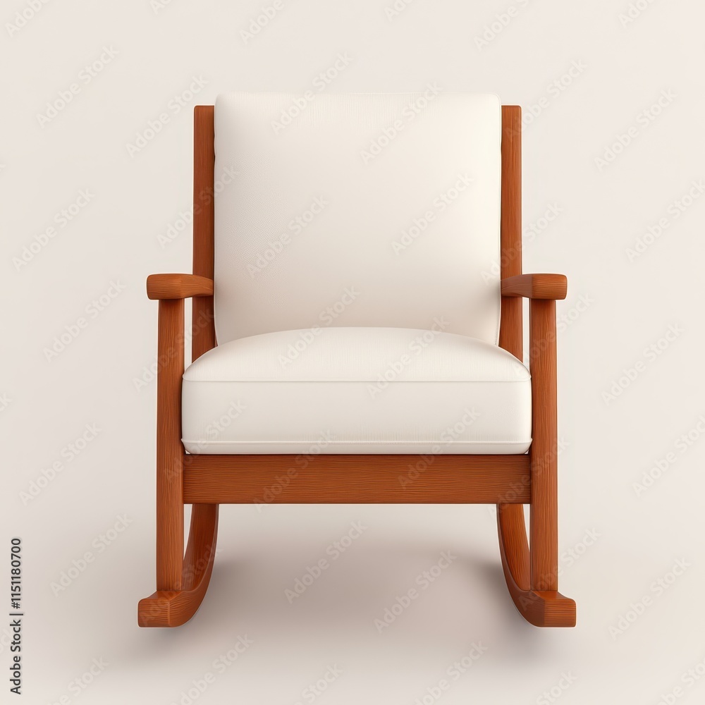 Cozy Wooden Rocking Chair with Soft White Cushion in Minimalist Style Cozy Wooden Rocking Chair with Soft White Cushion in Minimalist Style