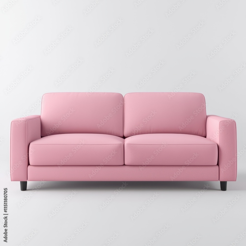 Soft Pink Sofa on White Background in Modern Living Room Setting Soft Pink Sofa on White Background in Modern Living Room Setting