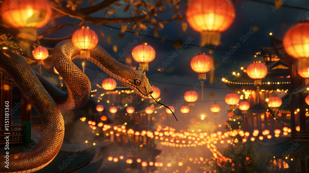 Fototapeta premium Chinese New Year Background with Glowing Red Lanterns, Gold Ingots, and Traditional Elements for Luxury Celebrations