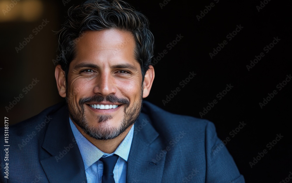 Confident businessman with a suit and a smile in a studio background, He looking at the camera