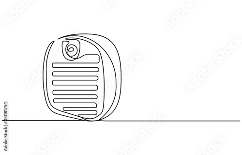 Continuous one single line drawing Portable electric air heater heating icon, Portable electric air heater continuous line drawing. One line art of home appliance